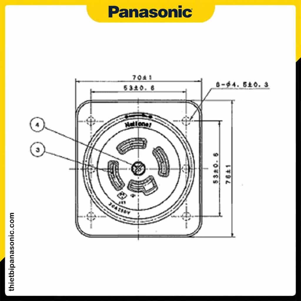 Bản vẽ kích thước của Ổ cắm Locking Panasonic WK2420K, WK2430
