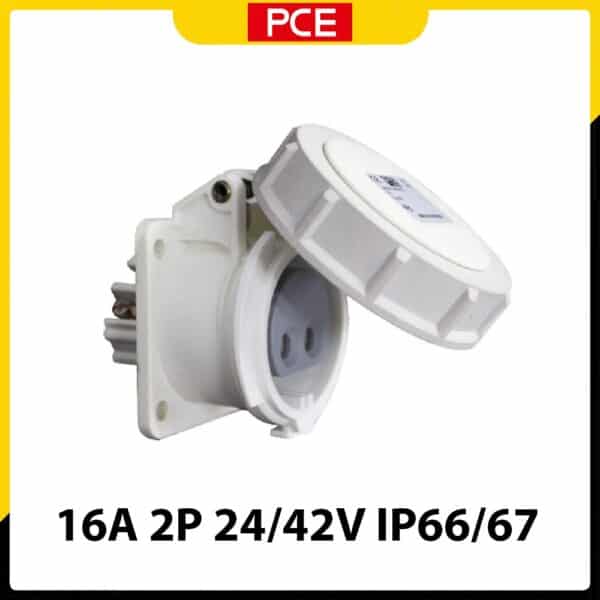 Ổ cắm nối kín nước PCE F3822-10F9V | 2P 16A 24/42V 10H IP66/67