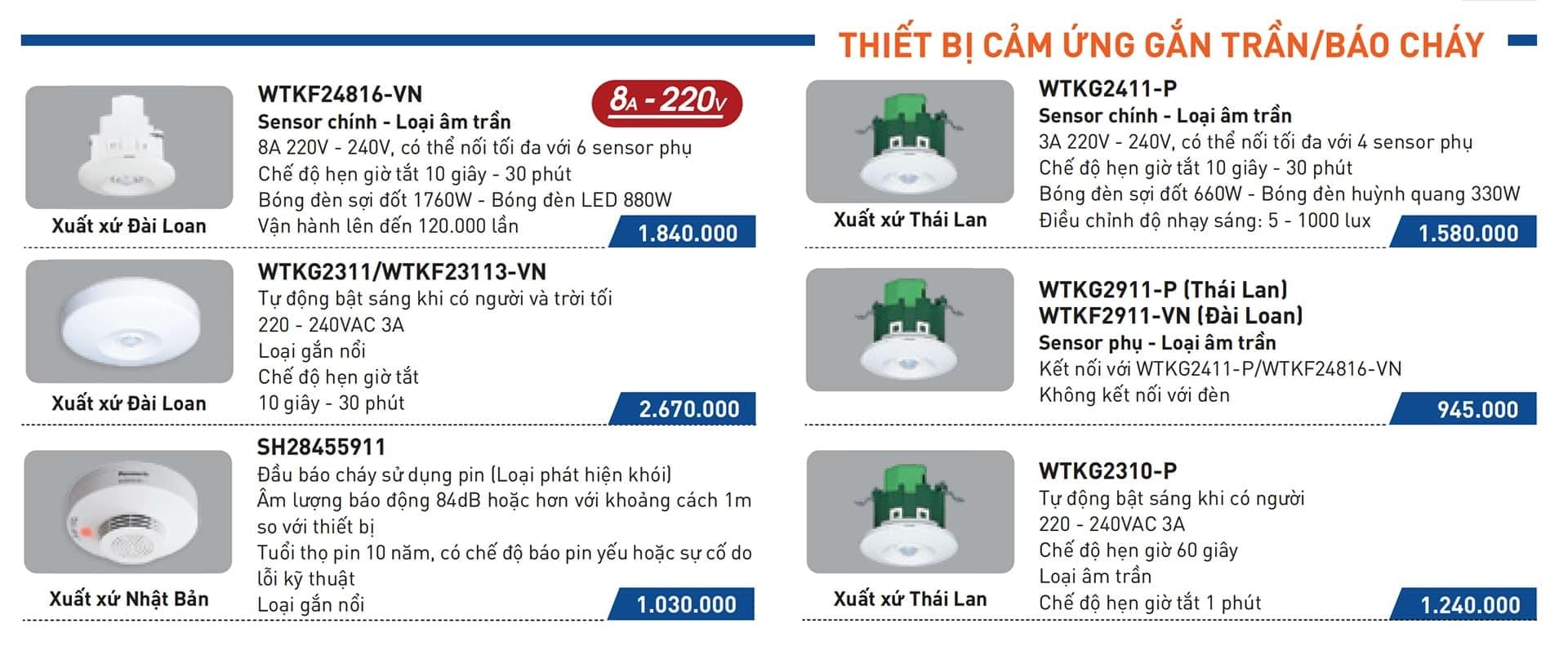 Catalogue thiết bị báo cháy, báo khói - cảm ứng gắn trần Panasonic