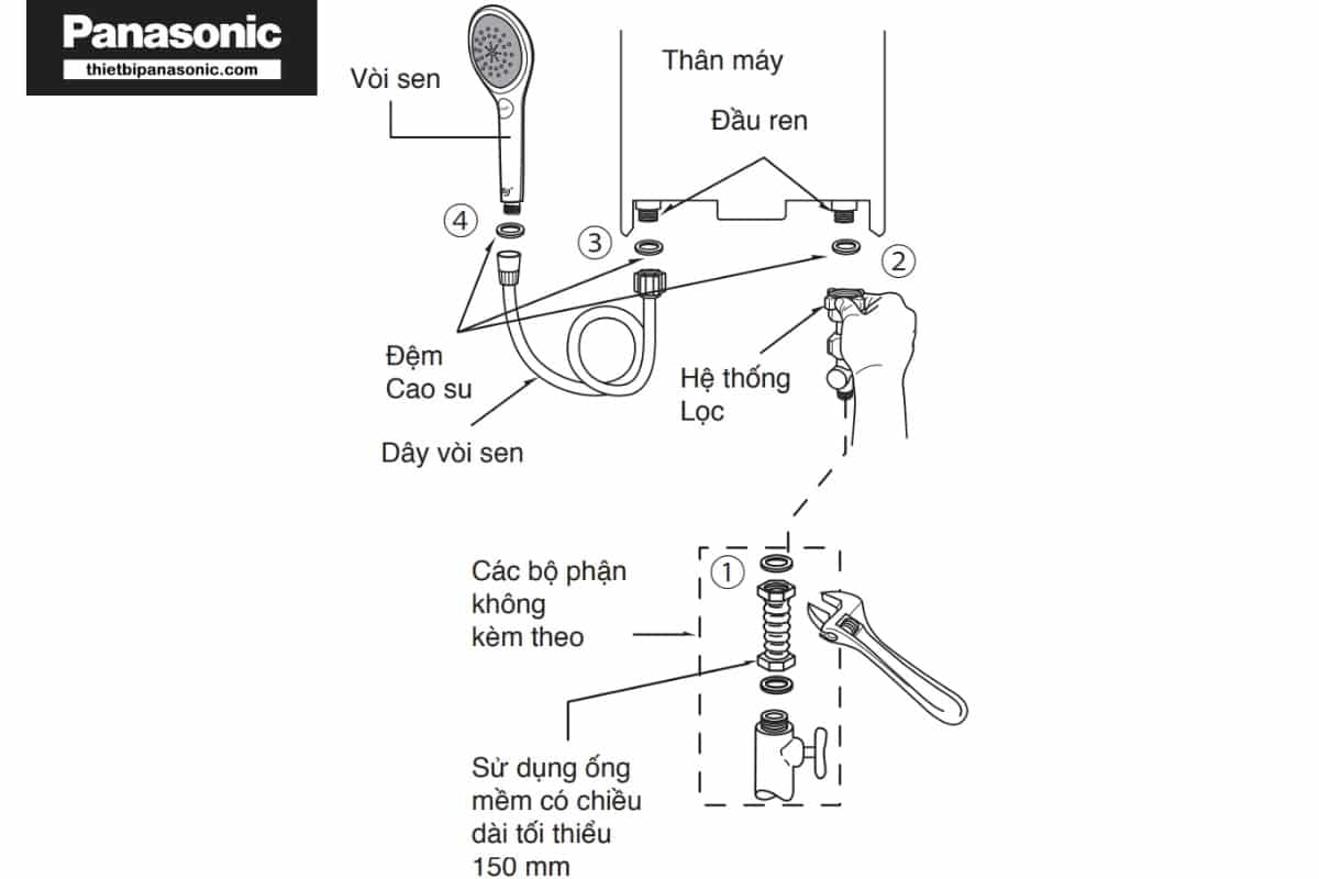 QUy trình lắp đặt vòi sen máy nước nóng