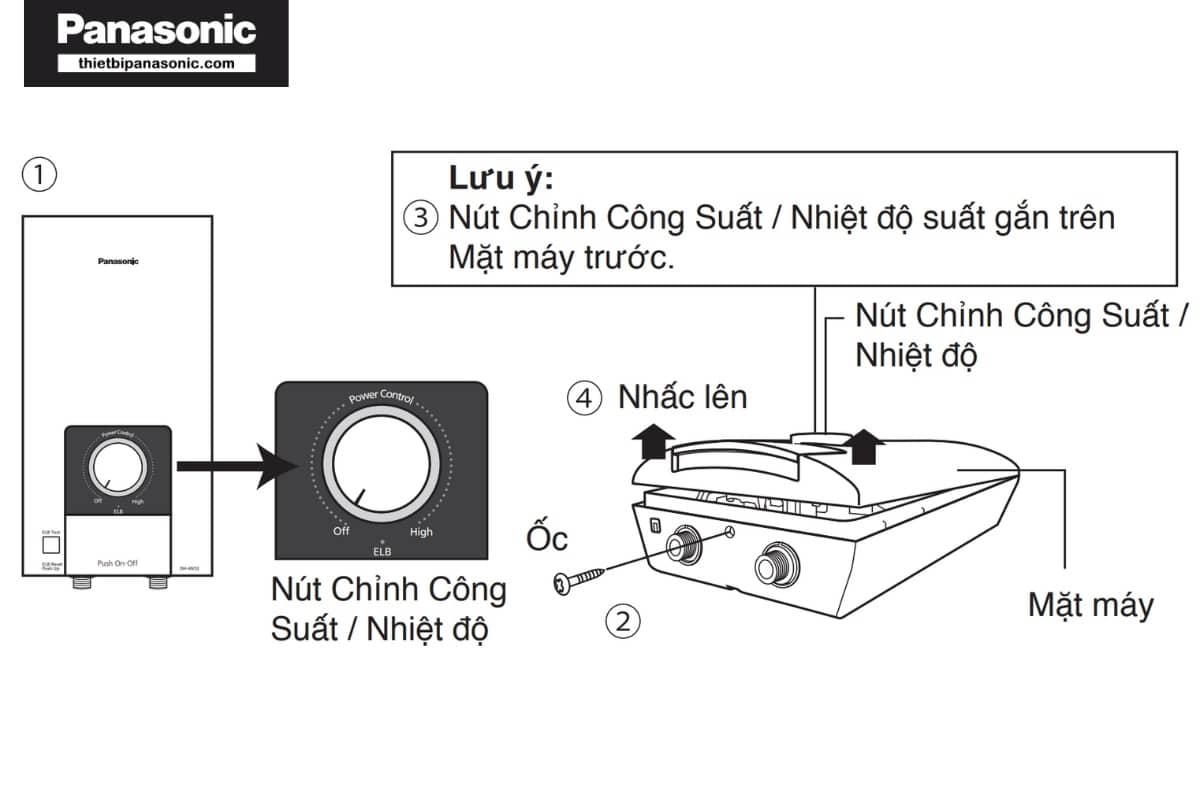Cách tháo mặt trước máy nước nóng trực tiếp