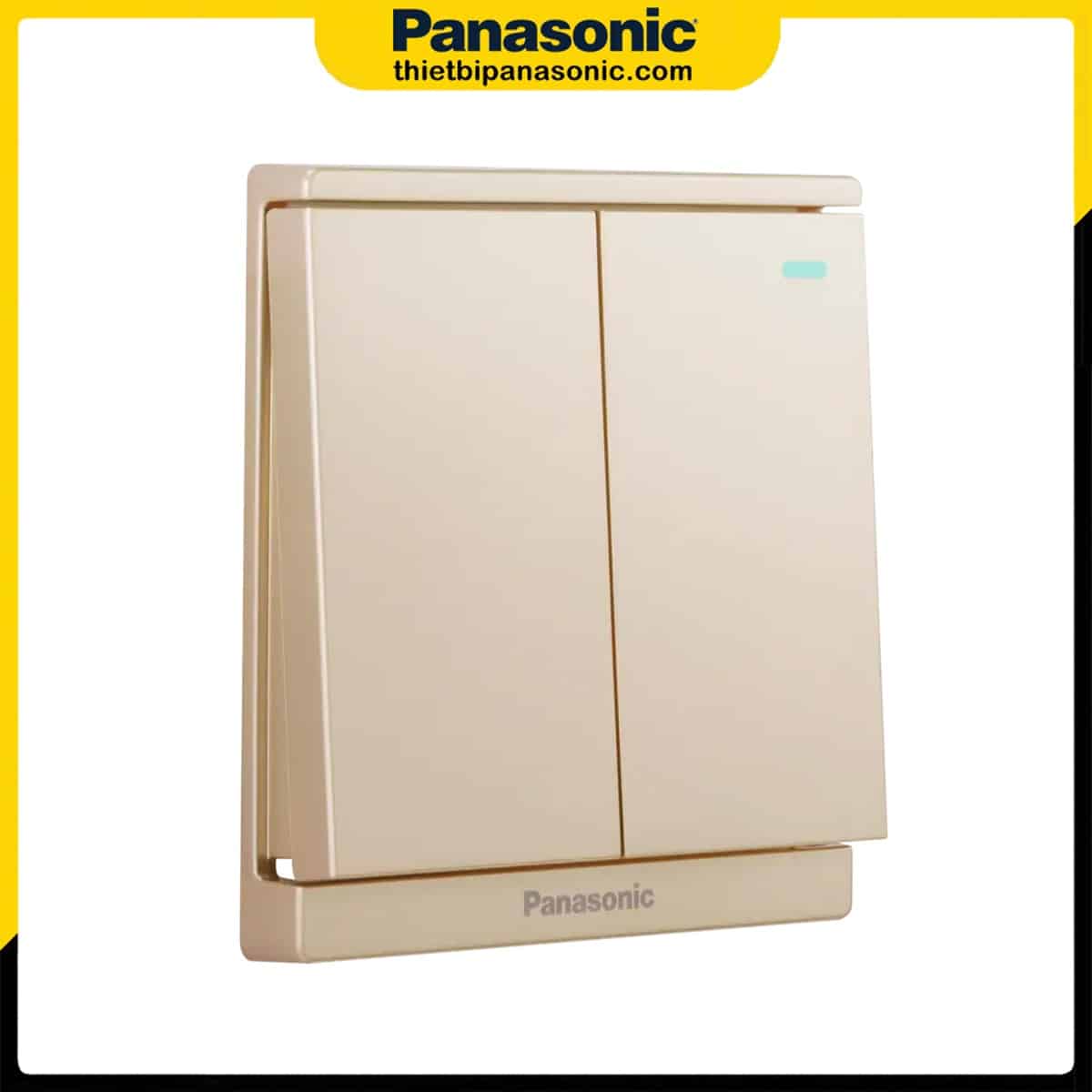 Bộ 2 công tắc 2 chiều Panasonic Moderva Vàng WMF514MYZ-1VN có chỉ báo dạ quang