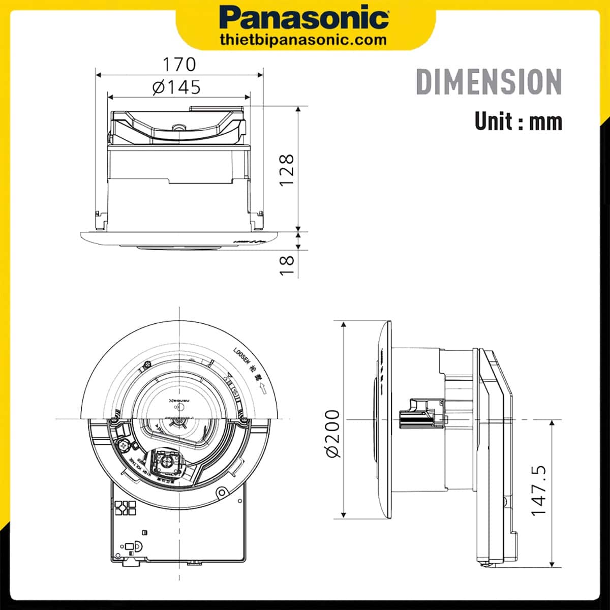 Bản vẽ kỹ thuậtcủa Máy phát ion âm Panasonic FV-15CSD1