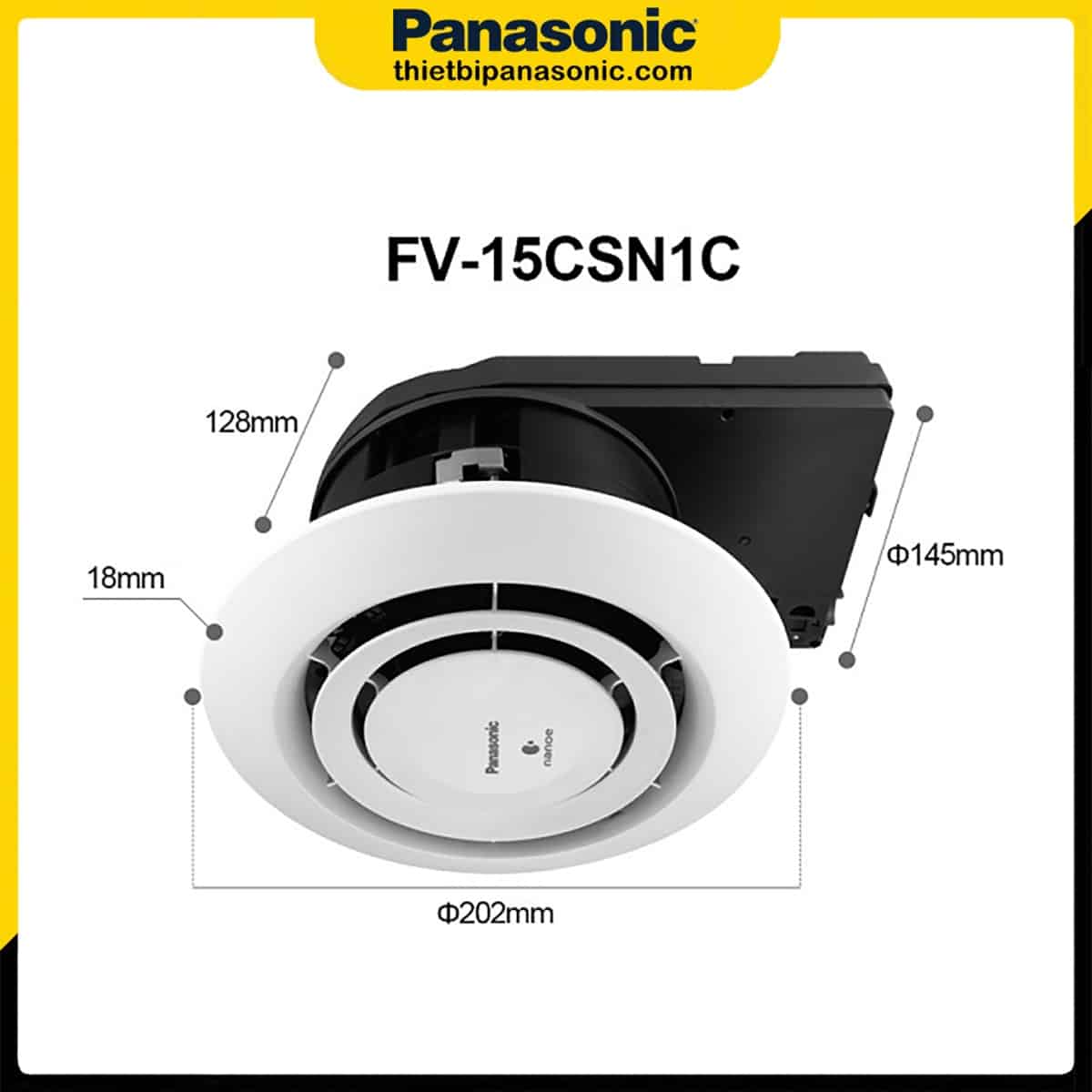 Bản vẽ kích thước của Thiết bị phát ion âm Panasonic FV-15CSD1