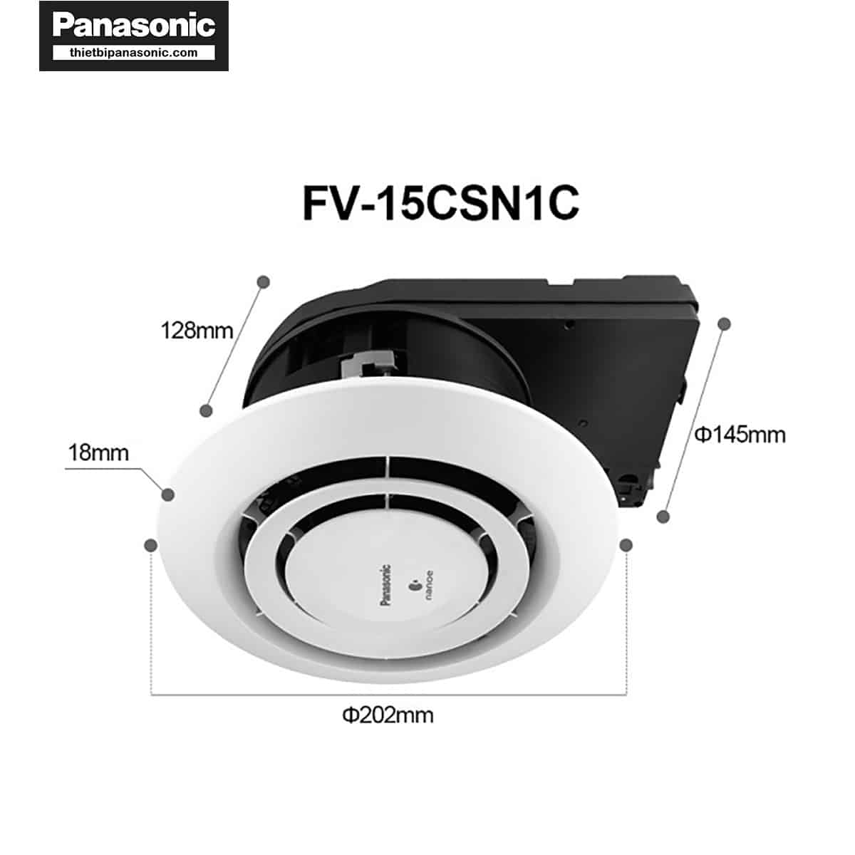 Bản vẽ kích thước của Thiết bị phát ion âm Panasonic FV-15CSD1