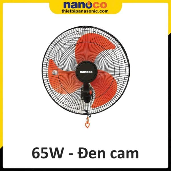 Mặt trước của Quạt treo tường Nanoco NWF1822 màu đen cam 65W