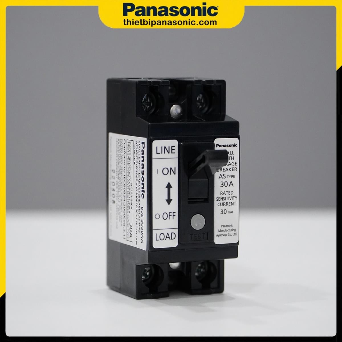 Góc phía trước bên trước của ELB Panasonic BJS3030NA2 30A 30mA 1.5kA