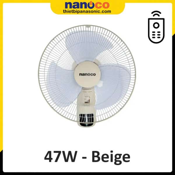 Quạt treo tường Nanoco NWF1610RC-BE màu beige có remote