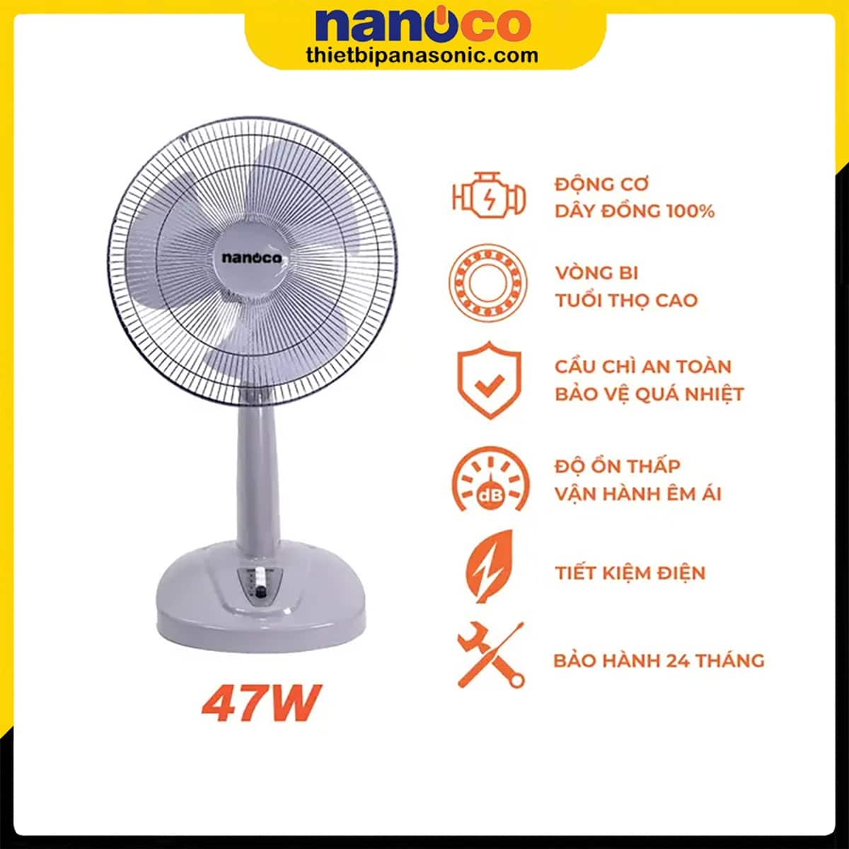 Những ưu điểm nổi bật của Quạt lửng NLF1621 màu xám 47W