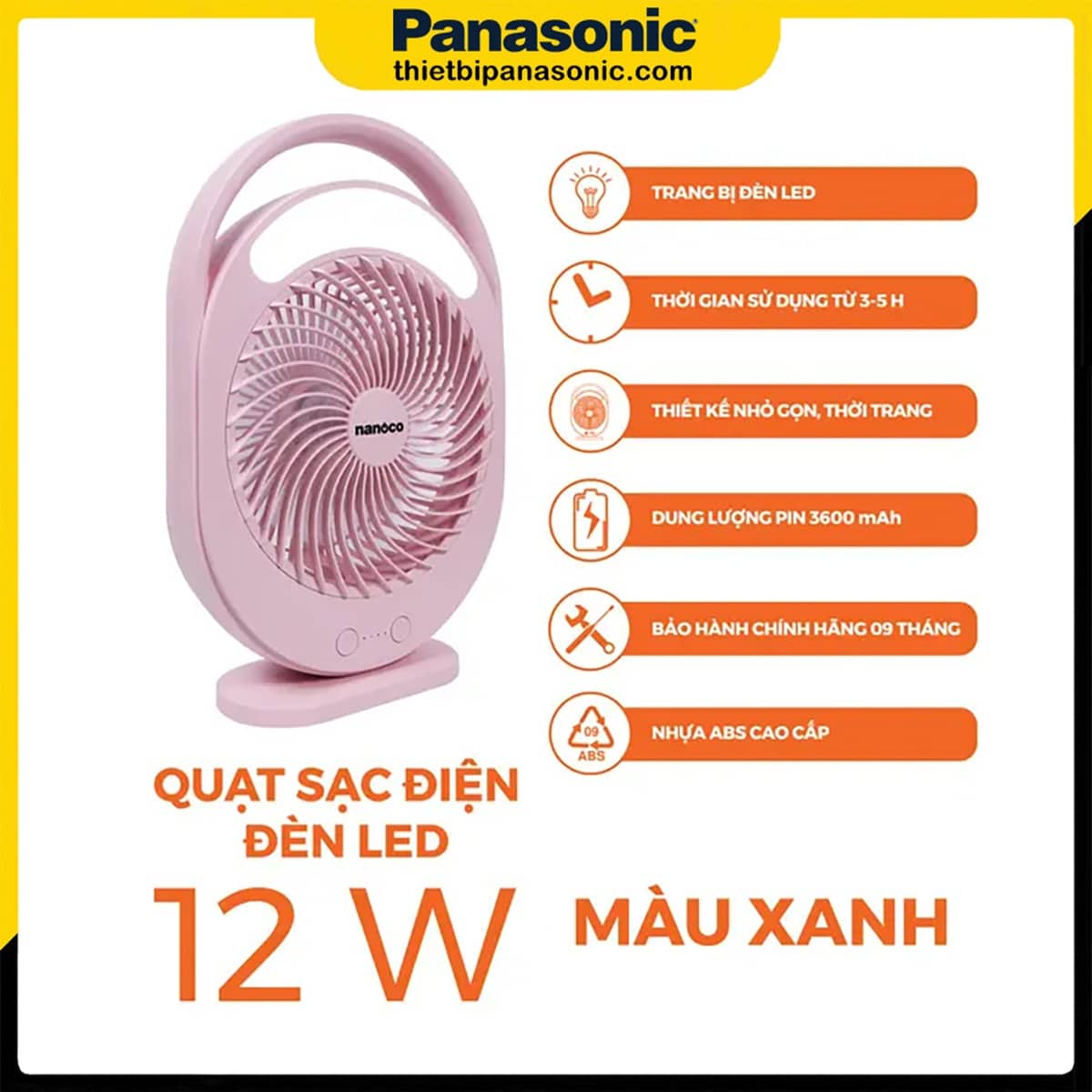 Những đặc điểm nổi bật của Quạt hộp sạc điện Nanoco NRF6310P màu hồng