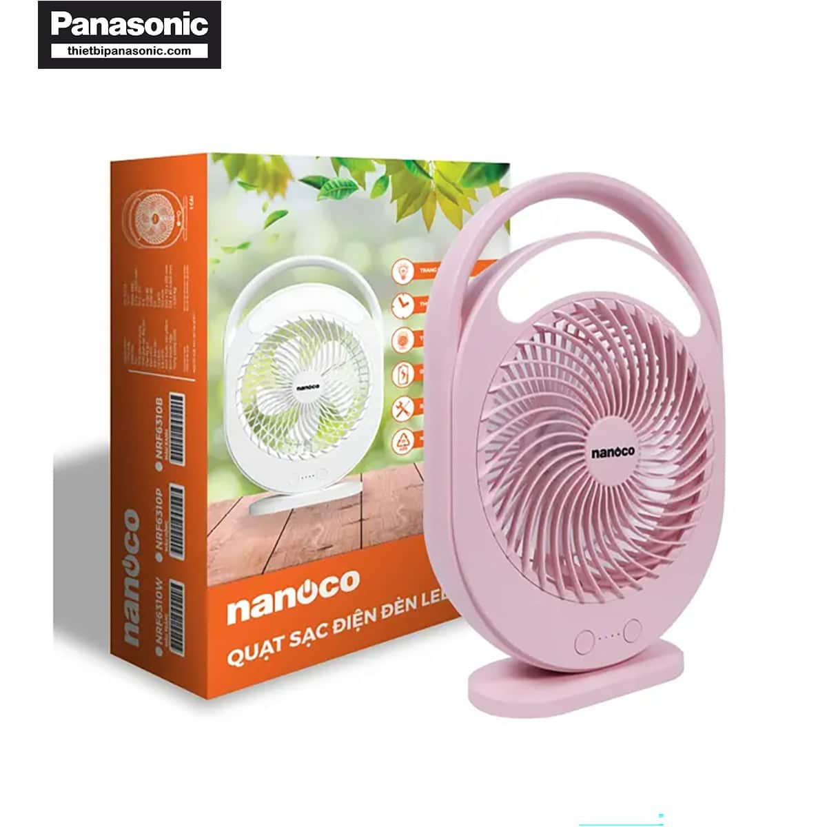 Quạt hộp sạc điện Nanoco NRF6310P màu hồng được đóng gói 1 cái/hộp với kích thước nhỏ gọn