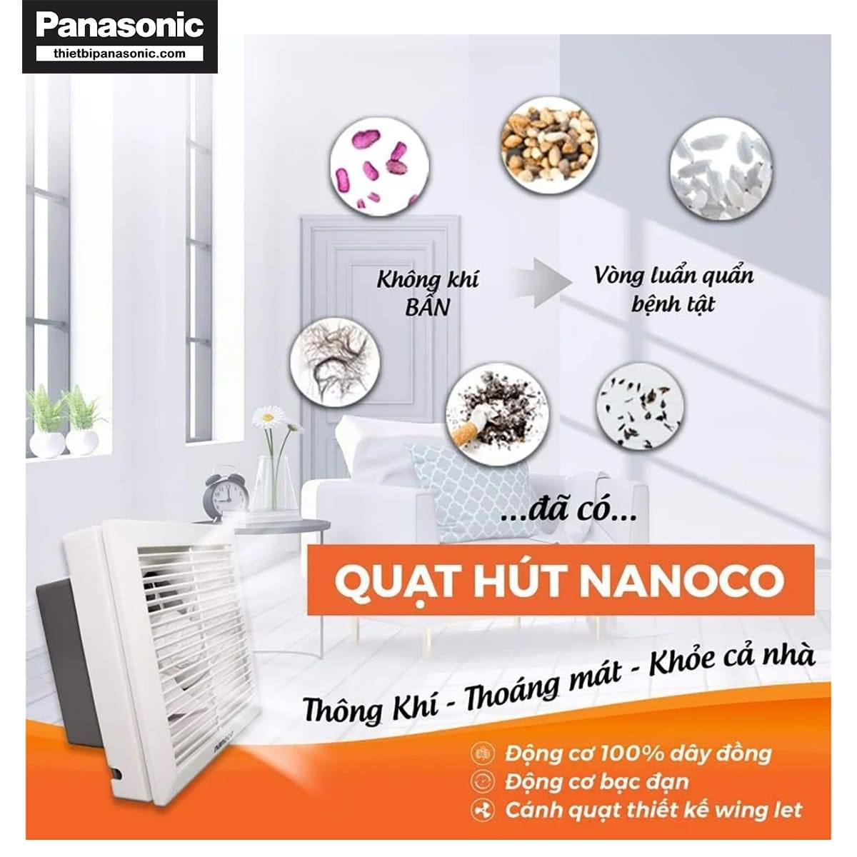 Quạt hút gắn tường Nanoco NWV2020 giúp thông thoáng nhà cửa, loại bỏ mùi hôi và vi khuẩn có hại