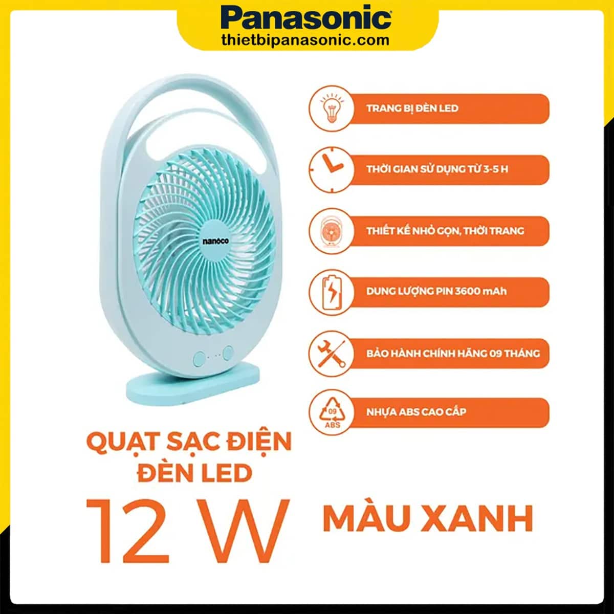 Những đặc điểm nổi bật của Quạt hộp sạc điện Nanoco NRF6310B màu xanh