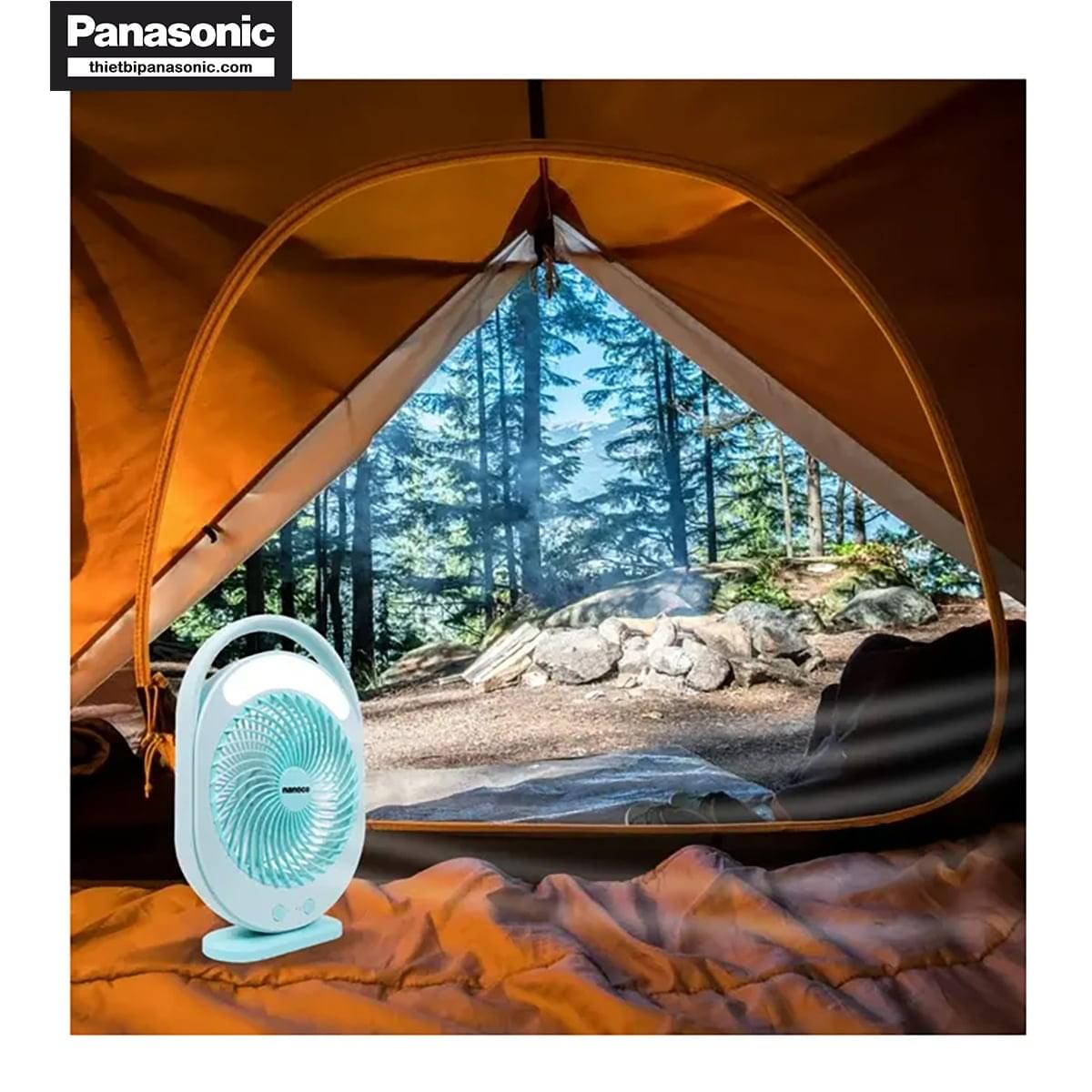 Nhờ tích hợp đèn LED nên Quạt hộp sạc điện Nanoco NRF6310B màu xanh dễ dàng mang đi trong các chuyến du lịch dã ngoại cùng gia đình, bạn bè,...