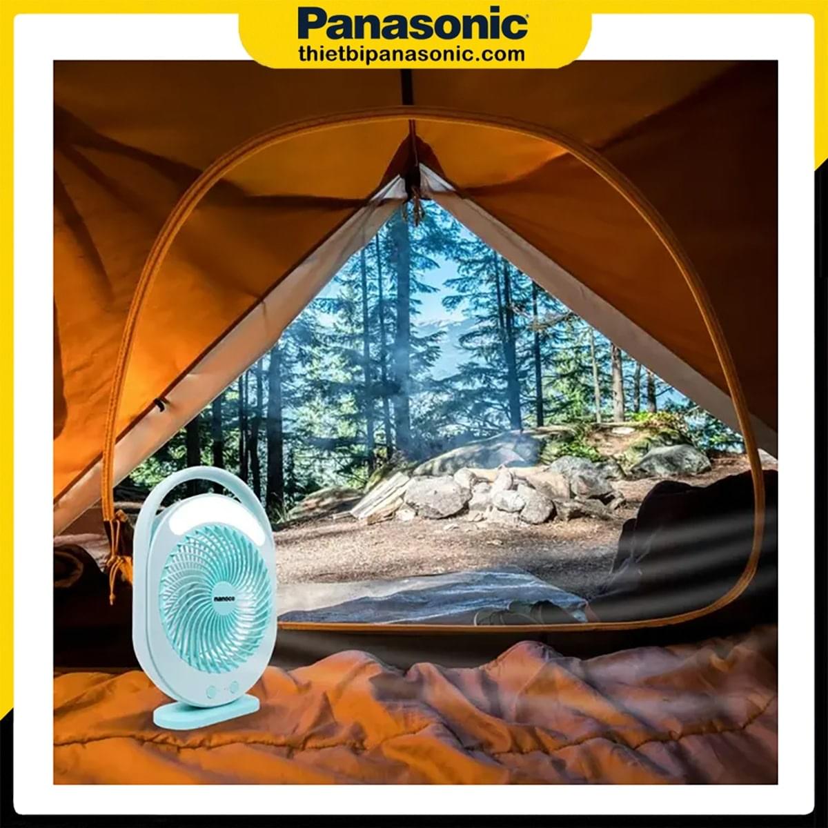 Nhờ tích hợp đèn LED nên Quạt hộp sạc điện Nanoco NRF6310B màu xanh dễ dàng mang đi trong các chuyến du lịch dã ngoại cùng gia đình, bạn bè,...