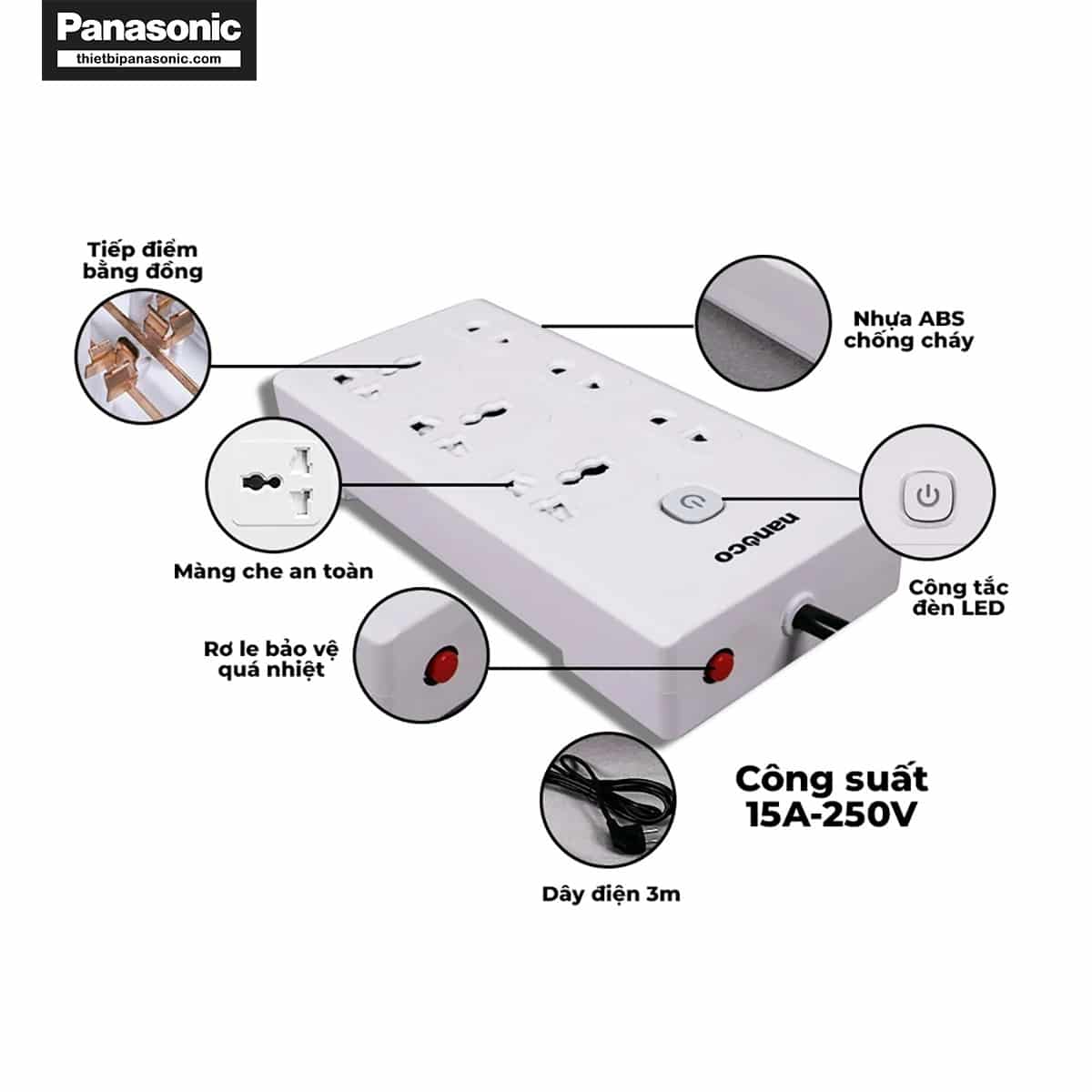 Những đặc điểm nổi bật của Ổ cắm có dây Nanoco NES3332-3