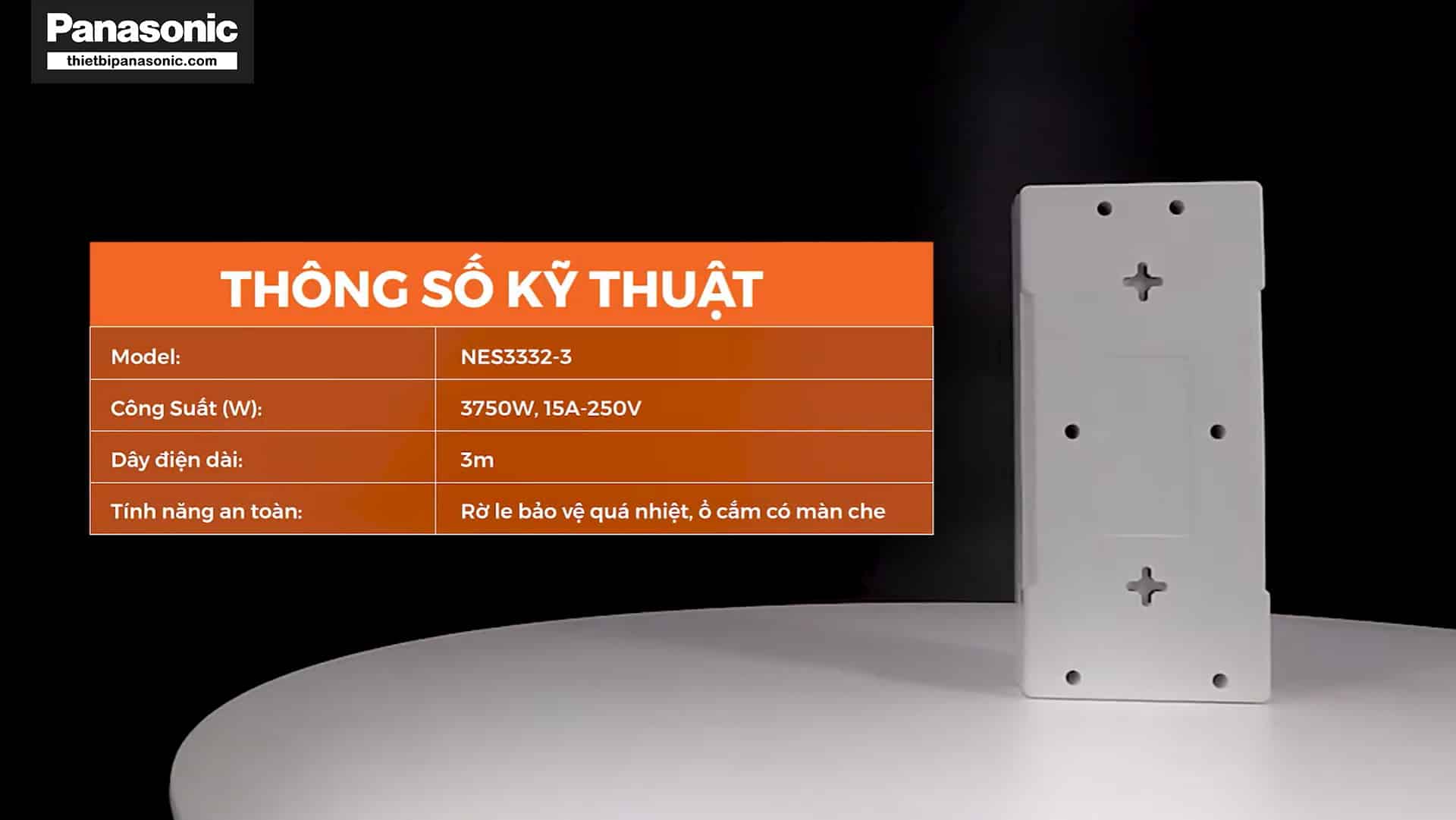 Thông số kỹ thuật của Ổ cắm có dây Nanoco NES3332-3