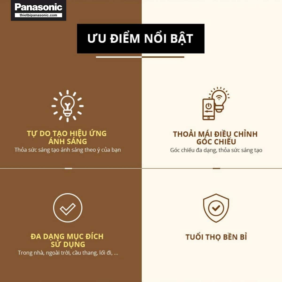 Ưu điểm nổi bật của Đèn hắt tường Panasonic HHBQ1005W88 Màu Trắng