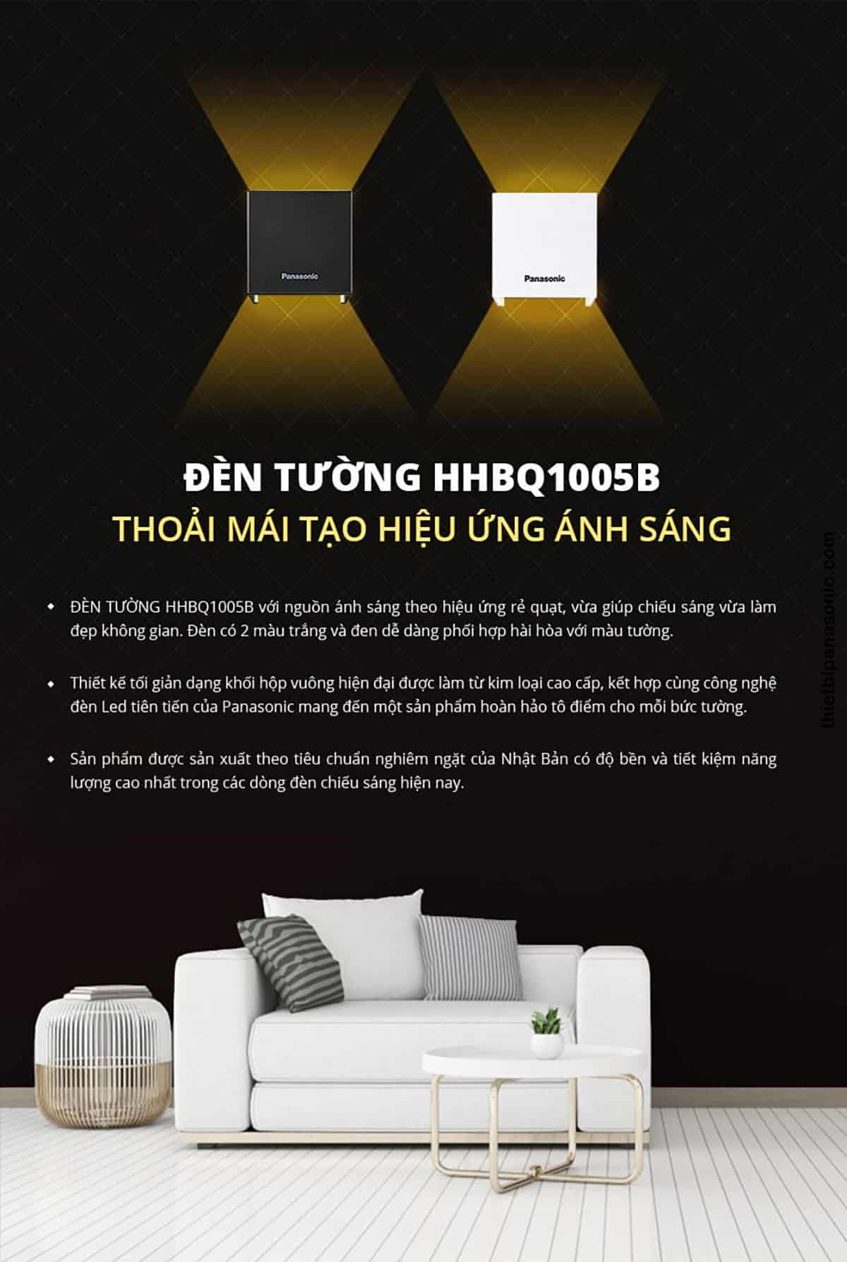 Đèn hắt tường Panasonic HHBQ1005W88 Màu Trắng tạo nguồn sáng theo hiệu ứng rẻ quạt, giúp làm đẹp cho không gian