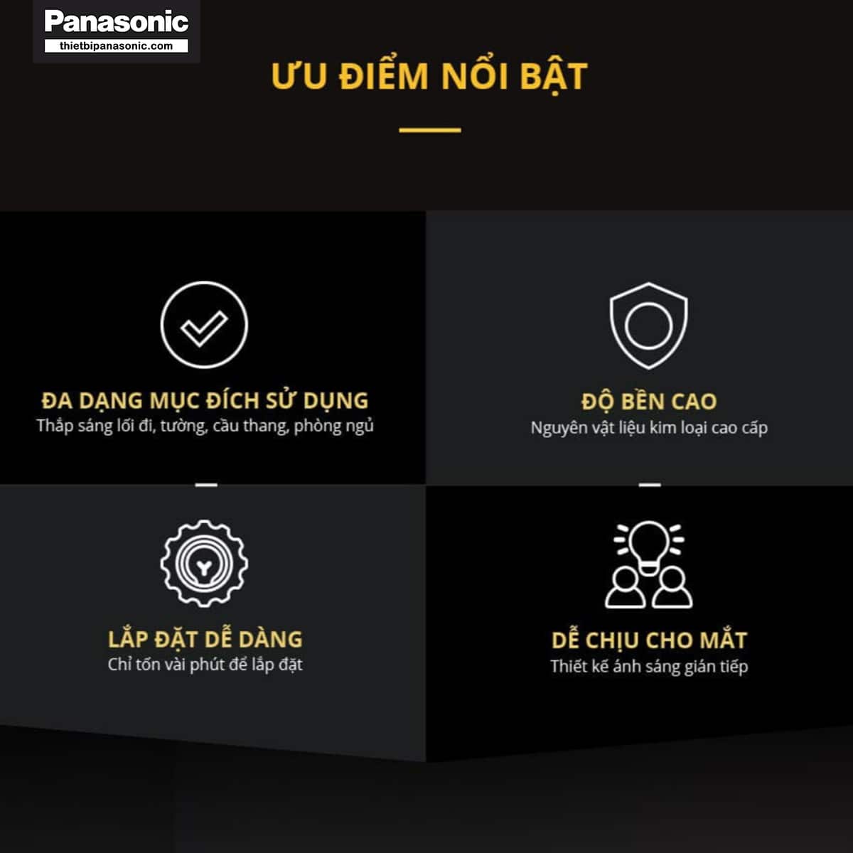 Ưu điểm nổi bật của Đèn rọi tường Panasonic HHBQ1004B88 Màu Đen