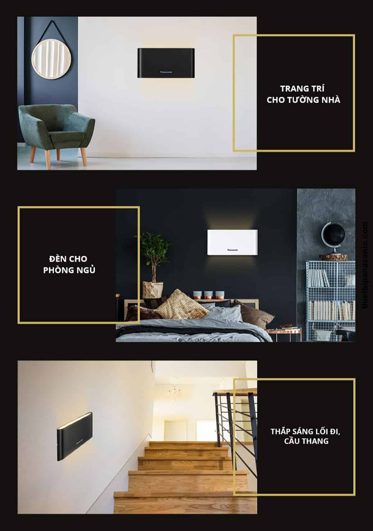 Đèn rọi tường HHBQ1004B88 vừa là sản phẩm trang trí đồng thời là đèn ngủ trong phòng và đèn soi lối đi, cầu thang