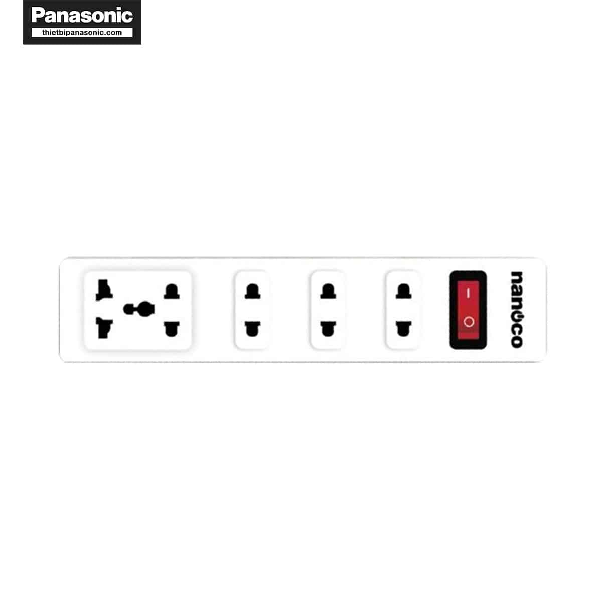 Ổ cắm có dây NES4213-3S1 gồm 4 ổ cắm 2 chấu và 1 ổ cắm đa dạng