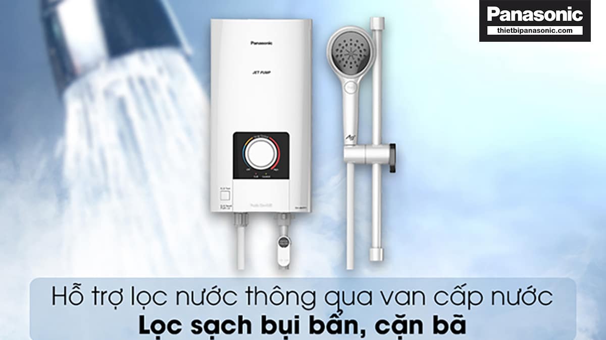 Máy nước nóng Panasonic DH-4NS3VW lọc nước thông qua van cấp nước hỗ trợ lọc sạch các loại bụi bẩn