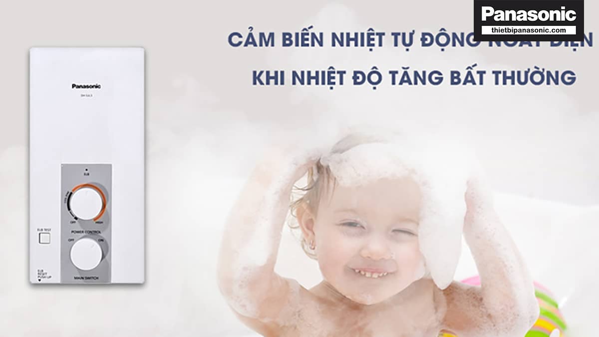 Cảm biến nhiệt tự động trên Máy nước nóng Panasonic DH-4NTP1VM giúp ngắt điện tự động khi nhiệt độ tăng bất thường