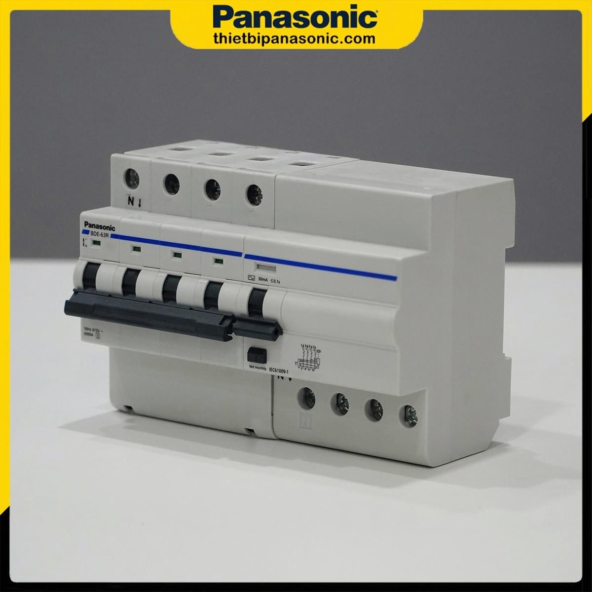 RCBO 40A 4P BBDE44034CNV Panasonic là loại cầu dao tự động giúp bảo vệ quá tải, ngắn mạch, chống rò