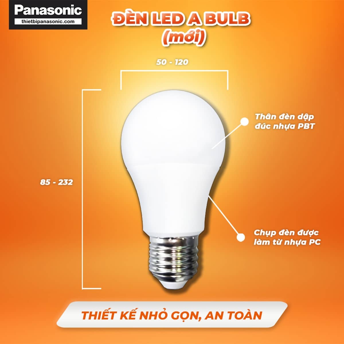 Bóng đèn LED tròn 7W Nanoco NLBA076, NLBA073 có thiết kế nhỏ gọn, an toàn với chất liệu nhựa PBT cao cấp