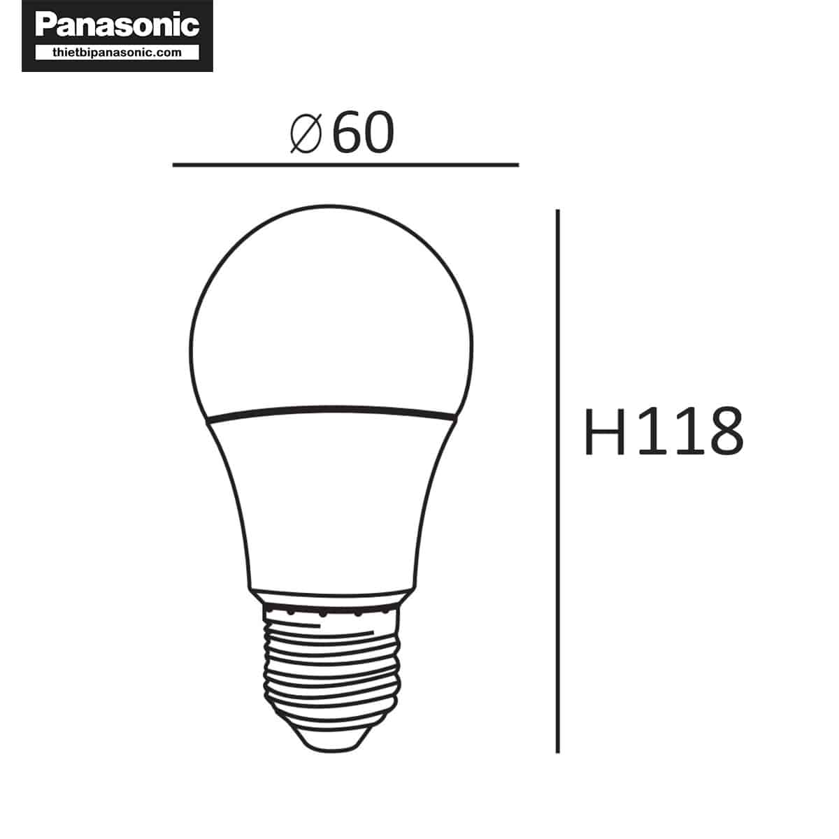 Kích thước của Bóng đèn LED tròn 9W Nanoco NLBA096, NLBA093