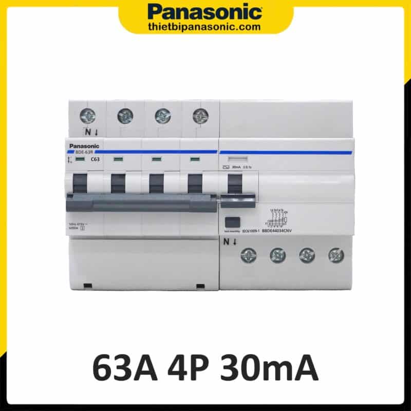 63asp Rcbo RCBO Panasonic 63A 4P BBDE46334CNV 30mA 6kA 415VAC