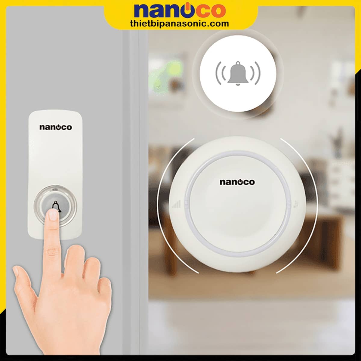 Nút chuông không dùng pin Nanoco NDT153W Màu Trắng