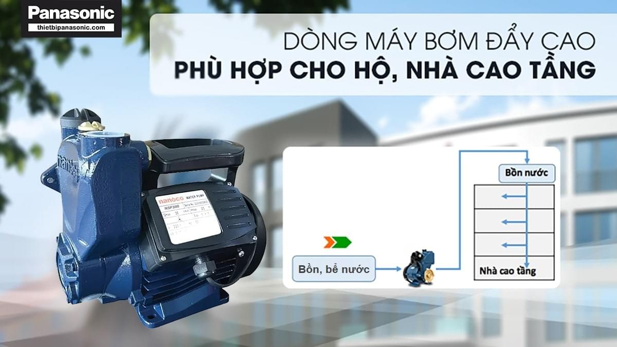 Máy bơm nước đẩy cao Nanoco NSP300 phù hợp cho căn hộ và nhà cao tầng