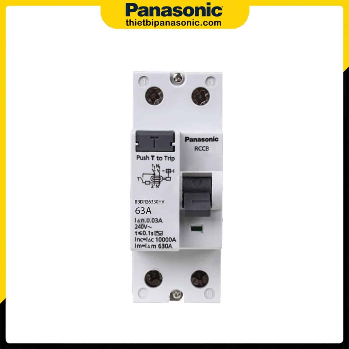 RCCB Panasonic 63A 2P BBDR26330HV có độ hoàn thiện cao, chất lượng được kiểm định khắt khe từ tiêu chuẩn IEC