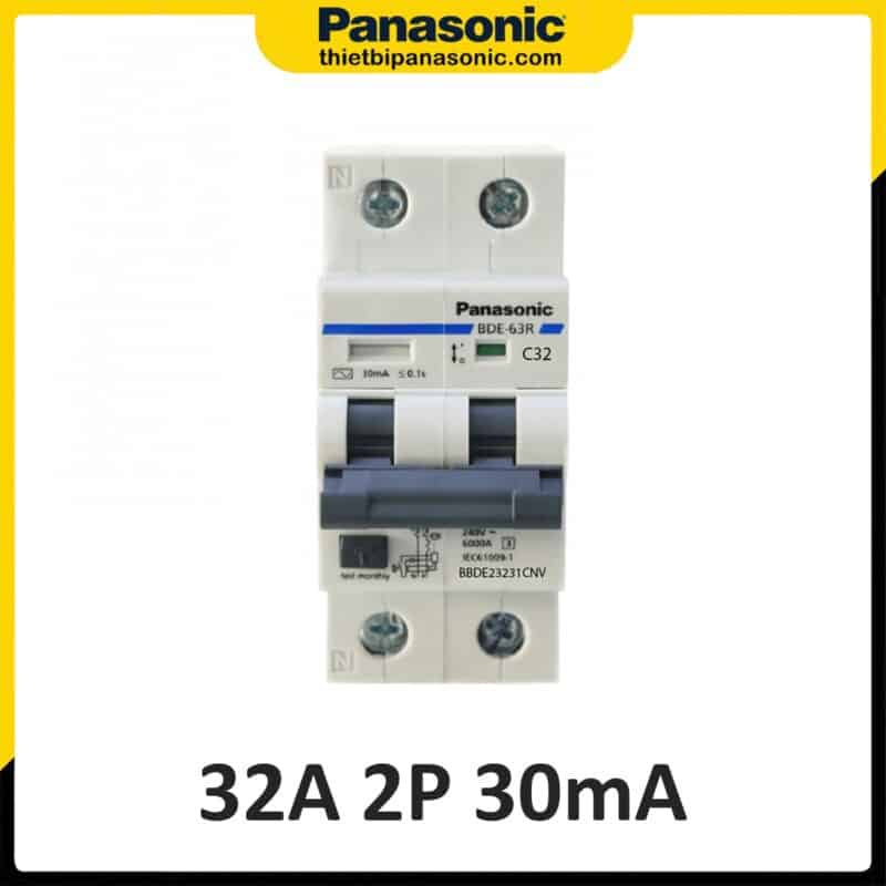 RCBO Panasonic 32A 2P BBDE23231CNV 30mA 6kA 240VAC