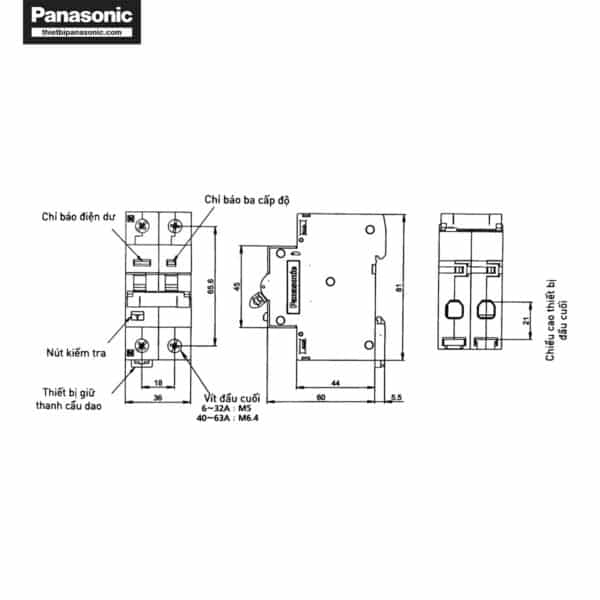 RCBO Panasonic 32A 2P BBDE23231CNV 30mA 6kA 240VAC
