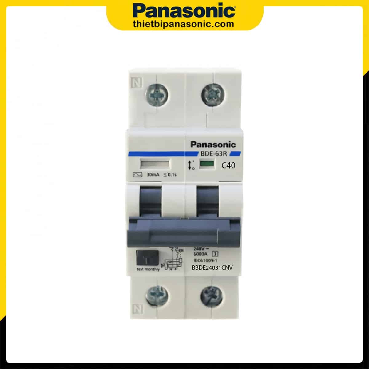 RCBO Panasonic 40A 2P 30mA BBDE24031CNV