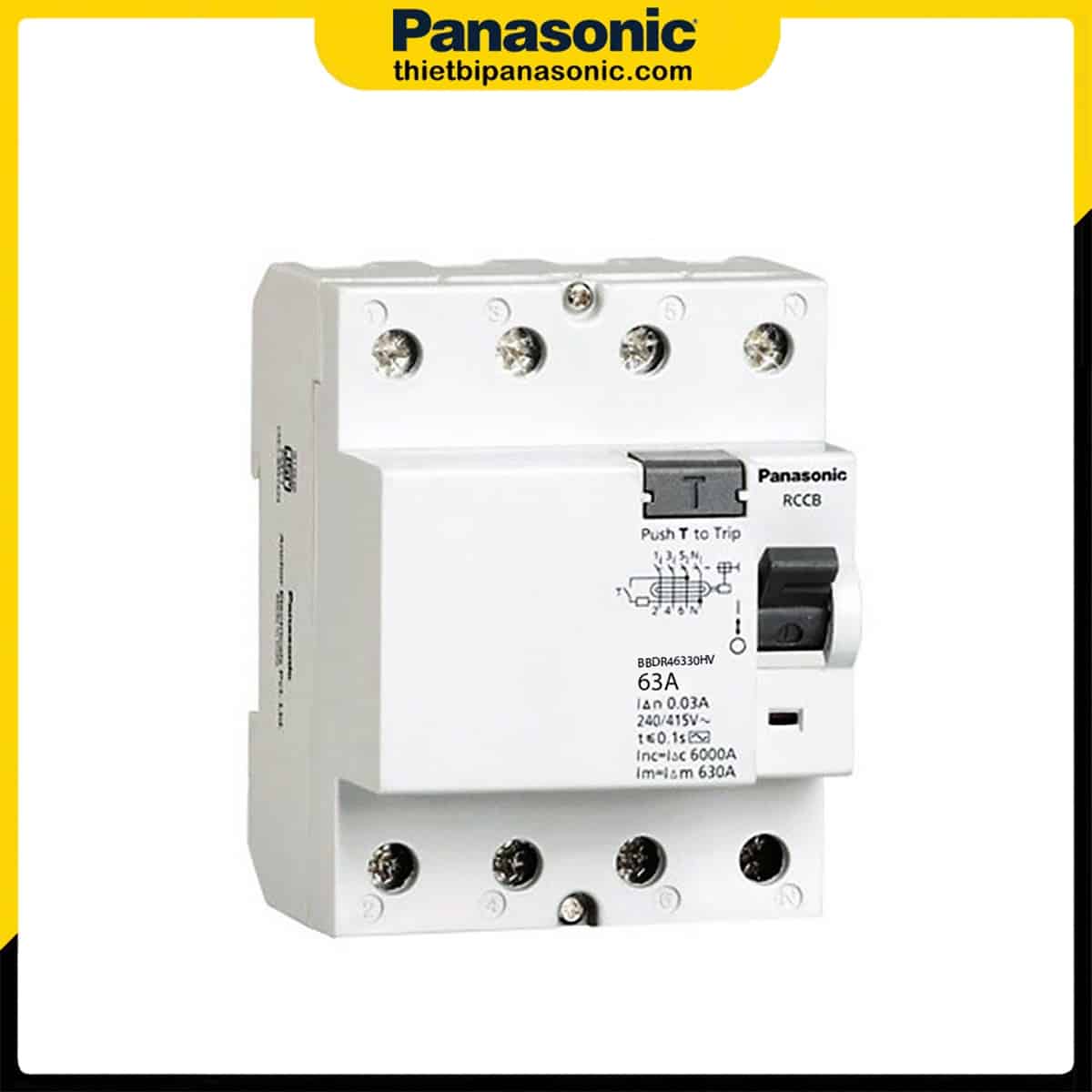 RCCB Panasonic 63A 4P BBDR46330HV có độ hoàn thiện cao, đạt tiêu chuẩn IEC về an toàn điện