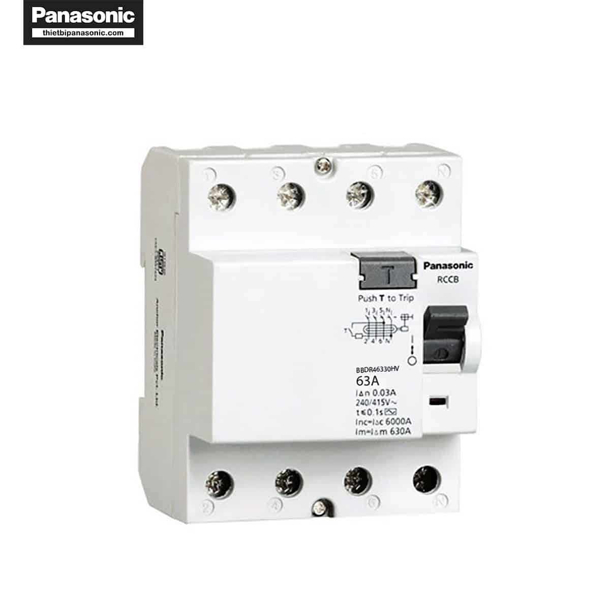 RCCB Panasonic 63A 4P BBDR46330HV có độ hoàn thiện cao, đạt tiêu chuẩn IEC về an toàn điện
