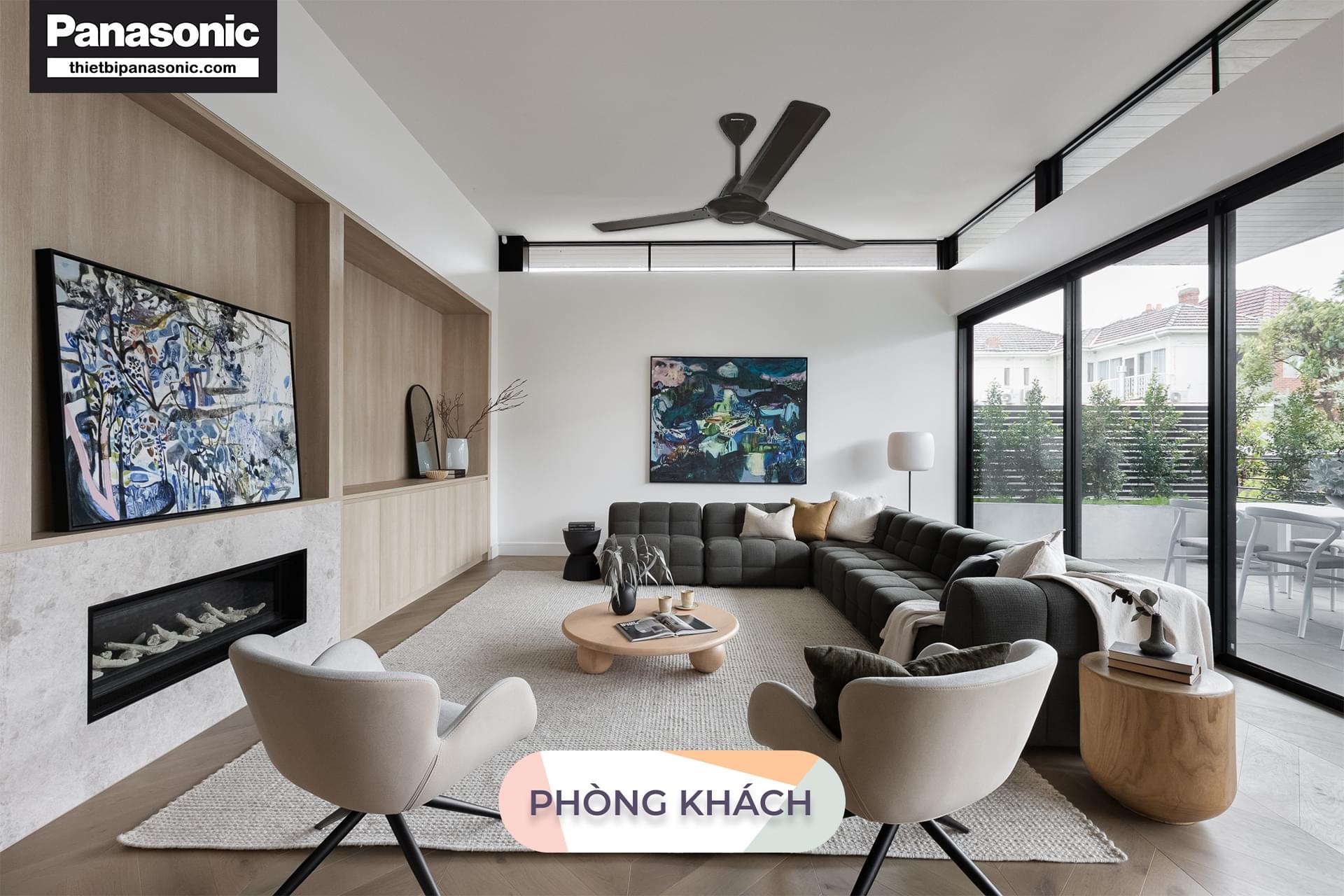 Quạt trần Panasonic F-60MZ2-KMS (9 Inch - 22.8cm) được lắp trong phòng khách