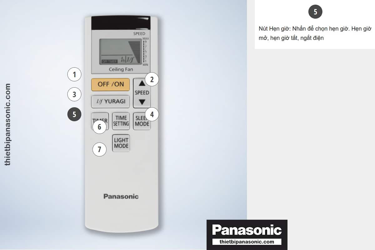 Nút Hẹn giờ: Nhấn để chọn hẹn giờ. Hẹn giờ mở, hẹn giờ tắt, ngắt điện