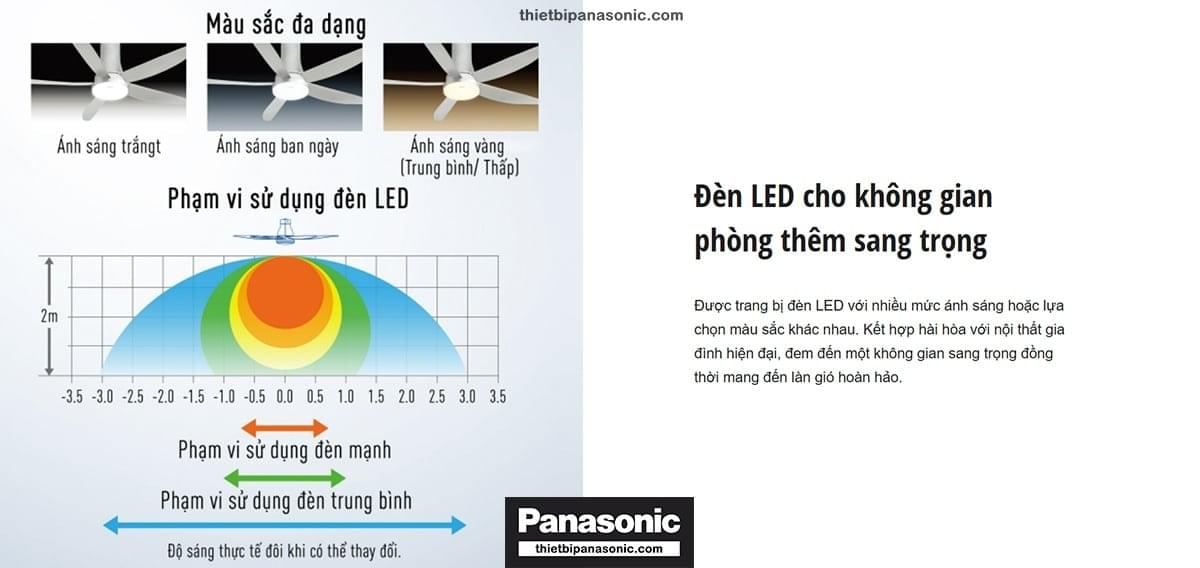 Với đèn LED được trang bị trên Quạt trần Panasonic F-60UFN sẽ giúp không gian thêm phần sang trọng