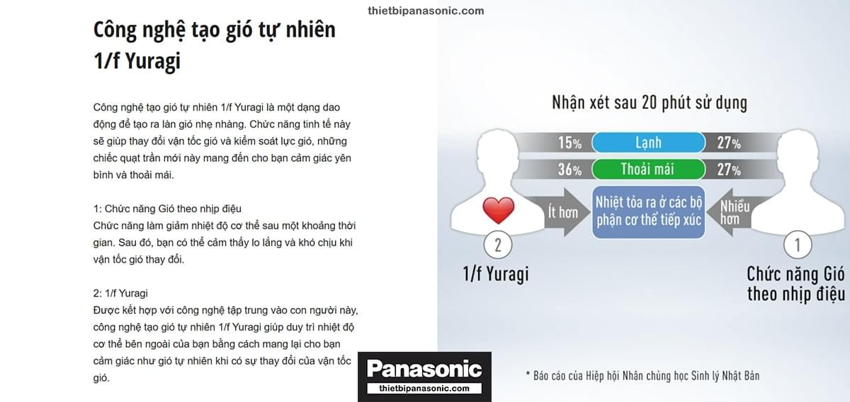Chế độ gió tự nhiên 1/f trên Quạt trần F-60WWK giúp tạo cảm giác thoải mái, thư giãn tối đa