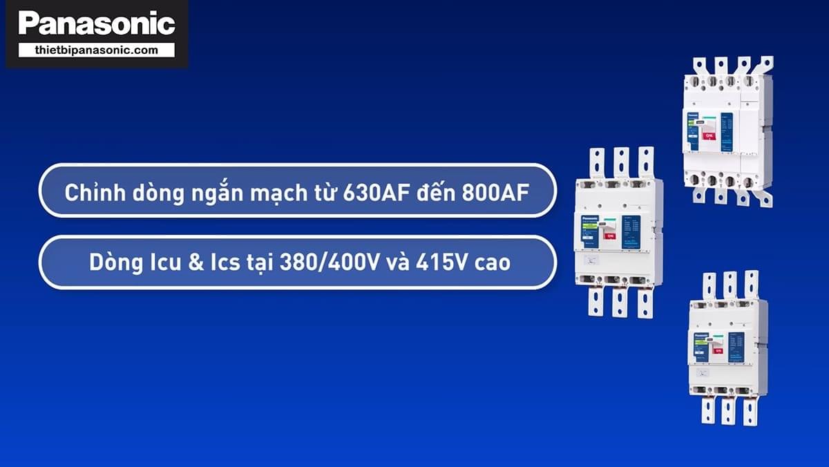 CB khối 3 pha Panasonic 500A BBC36500GMHV có dòng cắt danh định Icu lên tới 50kA tại 415V