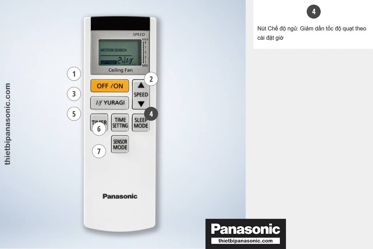 Nút Chế độ ngủ: Giảm dần tốc độ quạt theo cài đặt giờ