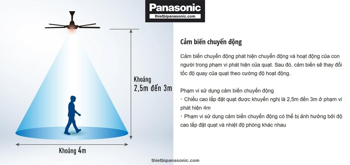 Cảm biến chuyển động được trang bị trên Quạt trần Panasonic F-80ZBR giúp thay đổi tốc độ quạt theo từng hoạt động khác nhau của người sử dụng