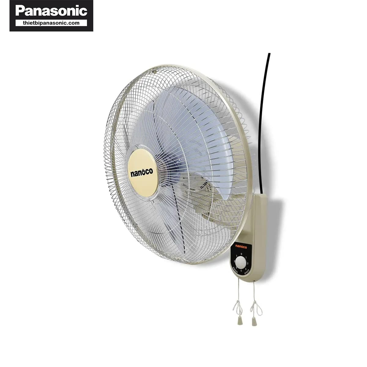 Quạt treo tường Nanoco NWF1611BE Màu Be sử dụng dây giật cơ học để điều chỉnh tốc độ gió