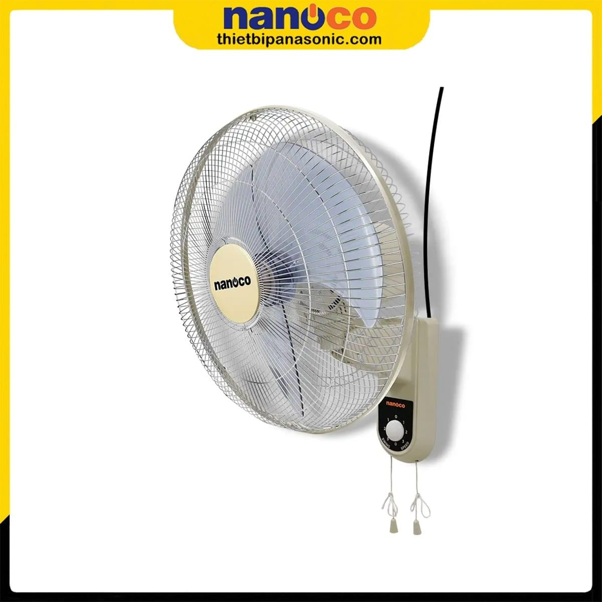 Quạt treo tường Nanoco NWF1611BE Màu Be sử dụng dây giật cơ học để điều chỉnh tốc độ gió