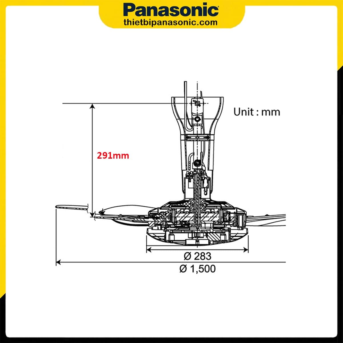 Kích thước của quạt trần Panasonic 5 cánh F-60WWK